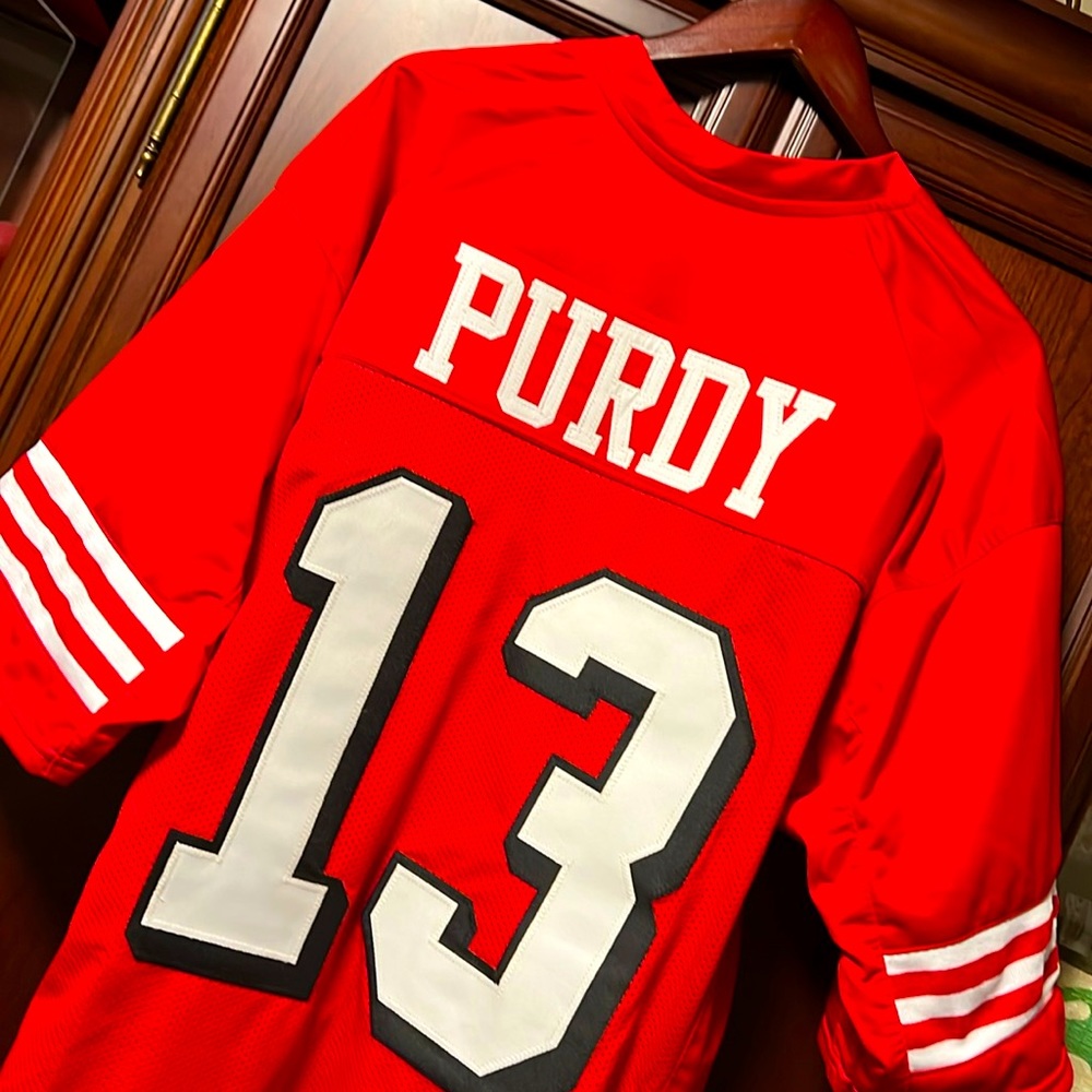Brand New Rare NFL SF 49er QB1 Brock Purdy #13 Red Custom Made Throwback Jersey!
